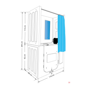 Seniorendusche und Kombination Wanne mit Whirlpool S08D-WP-A-R 68x110x205cm
