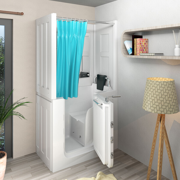 Seniorendusche und Kombination Wanne mit Whirlpool S08D-WP-C-R 110x68x205cm