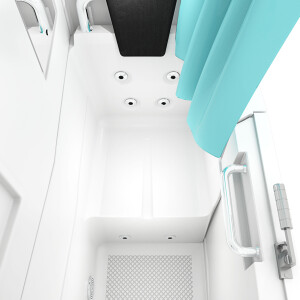 Seniorendusche und Kombination Wanne mit Whirlpool S08D-WP-C-R 110x68x205cm