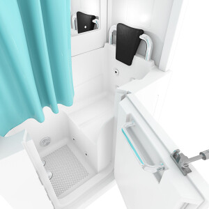Seniorendusche und Kombination Wanne mit Whirlpool S08D-WP-C-R 110x68x205cm