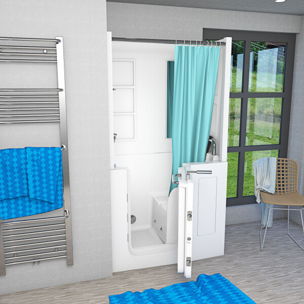 Seniorendusche und Kombination Wanne mit Whirlpool S08D-WP-TH-A-R 68x110x205cm