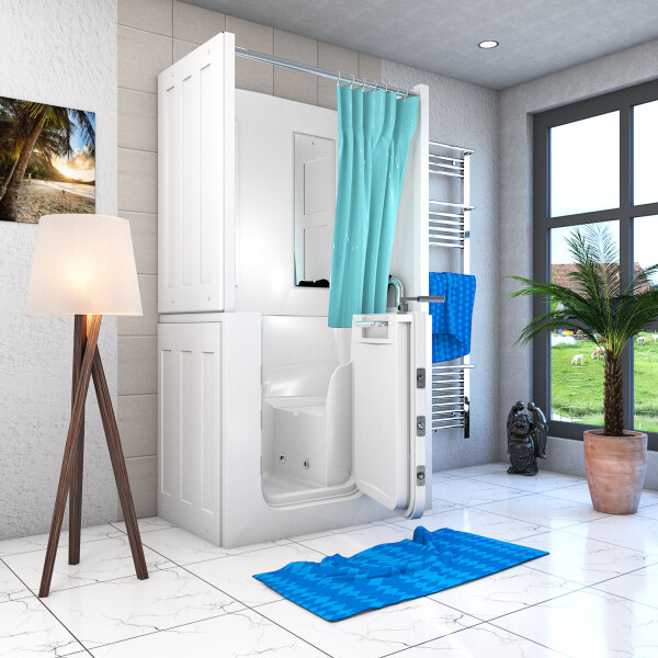 Seniorendusche und Kombination Wanne mit Whirlpool S08D-WP-TH-B-R 110x68x205cm
