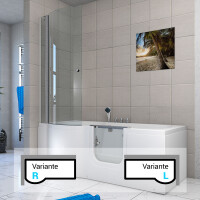 Seniorendusche und Wanne mit Whirlpool S12D-WP-R-ALL Dusche 85x170cm ohne 2K Scheiben Versiegelung