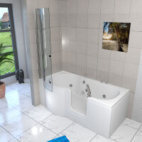 Seniorendusche und Wanne mit Whirlpool S12D-WP-R-ALL Dusche 85x170cm ohne 2K Scheiben Versiegelung