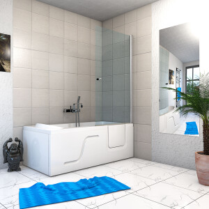 Seniorendusche und Sitzwanne Kombination Wanne mit Tür S17D-L-ALL 150x75x210cm