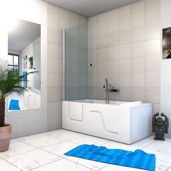 Seniorendusche und Sitzwanne Kombination Wanne mit Tür S17D-R-ALL 75x150x194cm