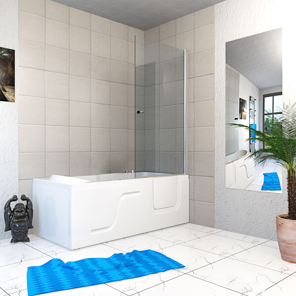 Seniorendusche Kombi Duschkabine Whirlpool Seniorenwanne mit Tür S17D-WP-L-ALL 150x75x194 cm