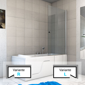 Seniorendusche Kombi Duschkabine Whirlpool Seniorenwanne mit Tür S17D-WP-L-ALL 150x75x194 cm