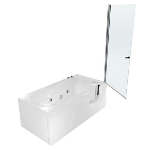 Seniorendusche Kombi Duschkabine Whirlpool Seniorenwanne mit Tür S17D-WP-L-ALL 150x75x210 cm