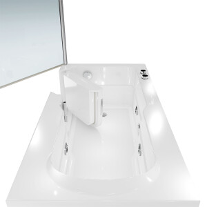 Seniorendusche Kombi Duschkabine Whirlpool Seniorenwanne mit Tür S17D-WP-R-ALL 75x150x210 cm