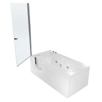 Seniorendusche Kombi Duschkabine Whirlpool Seniorenwanne mit Tür S17D-WP-R-ALL 75x150x210 cm