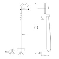 freistehende Badewanne Wanne Acryl F08 170x80cm mit Armatur AF02