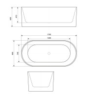 freistehende Badewanne Wanne Acryl F08 170x80cm mit Armatur AF04