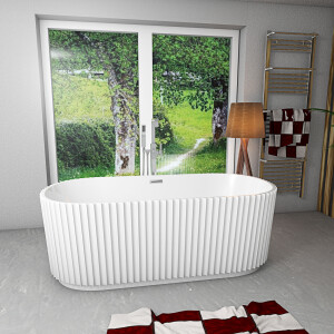 freistehende Badewanne Wanne Acryl F08 170x80cm mit Armatur AF05