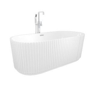 freistehende Badewanne Wanne Acryl F08 170x80cm mit Armatur AF05