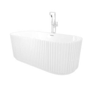 freistehende Badewanne Wanne Acryl F08 170x80cm mit Armatur AF05