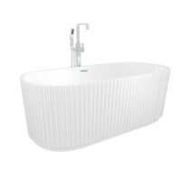 freistehende Badewanne Wanne Acryl F08 170x80cm mit Armatur AF05
