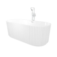 freistehende Badewanne Wanne Acryl F08 170x80cm mit Armatur AF05