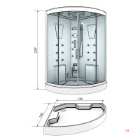 Dusche Duschkabine D26-EH-ALL Duschtempel Sauna 130x130 cm