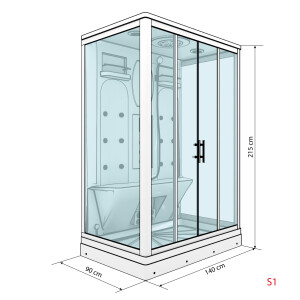Dusche Duschkabine D27-TH-ALL Duschtempel Sauna 140x90 cm
