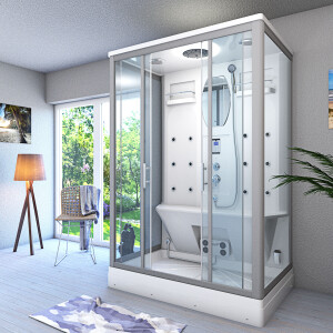 Dusche Duschkabine D27-EH-EC-EA Duschtempel Sauna 140x90 cm MIT 2K Scheiben Versiegelung