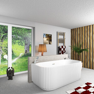 freistehende Badewanne Wanne Acryl F07 170x80cm Komfort-Armatur