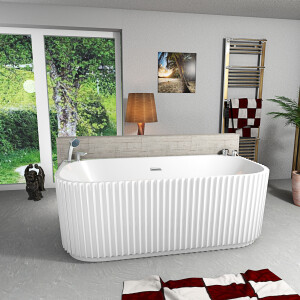 freistehende Badewanne Wanne Acryl F07 170x80cm Komfort-Armatur