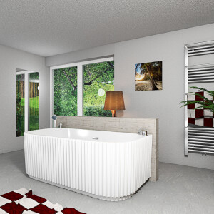 freistehende Badewanne Wanne Acryl F07 170x80cm Komfort-Armatur
