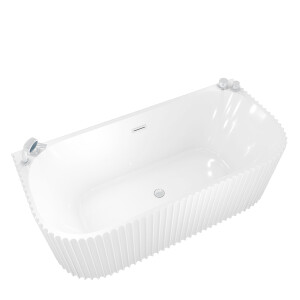 freistehende Badewanne Wanne Acryl F07 170x80cm Komfort-Armatur