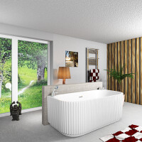 freistehende Badewanne Wanne Acryl F07 170x80cm Komfort-Armatur