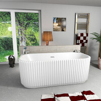 freistehende Badewanne Wanne Acryl F07 170x80cm Komfort-Armatur
