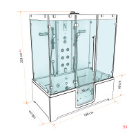 Kombination Badewanne Dusche K88-SW-TH-A-EC-SC-EA Duschtempel 100x180 cm Schlauchreinigung + Scheibenversiegelung