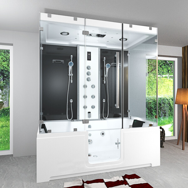 Kombination Badewanne Dusche K88-SW-TH-B-ALL Duschtempel 180x100 cm