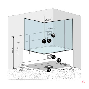 Kombination Badewanne Dusche K88-SW-TH-C-ALL Duschtempel 180x100 cm