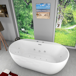 freistehende Badewanne Wanne F29 180x90cm Whirlpool Luft & Wasser