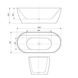 freistehende Badewanne Wanne F29 180x90cm Whirlpool Luft & Wasser mit Armatur AF02