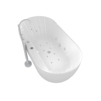 freistehende Badewanne Wanne F29 180x90cm Whirlpool Luft & Wasser mit Armatur AF02