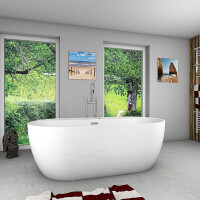 freistehende Badewanne Wanne F29 180x90cm Whirlpool Luft & Wasser mit Armatur AF03