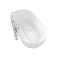 freistehende Badewanne Wanne F29 180x90cm Whirlpool Luft & Wasser mit Armatur AF03