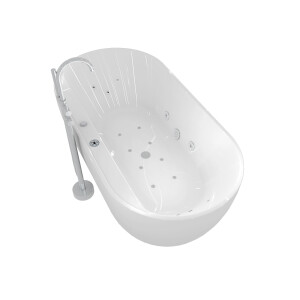 freistehende Badewanne Wanne F29 180x90cm Whirlpool Luft & Wasser mit Armatur AF04
