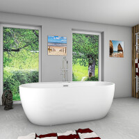 freistehende Badewanne Wanne F29 180x90cm Whirlpool Luft & Wasser mit Armatur AF04