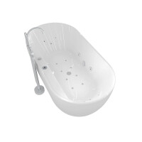 freistehende Badewanne Wanne F29 180x90cm Whirlpool Luft & Wasser mit Armatur AF04