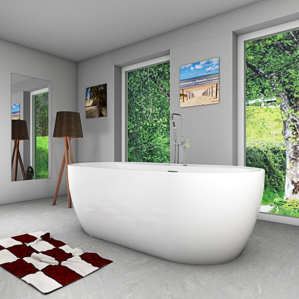 freistehende Badewanne Wanne F29 180x90cm Whirlpool Luft & Wasser mit Armatur AF05