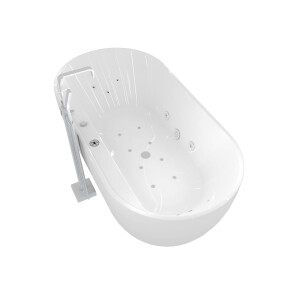 freistehende Badewanne Wanne F29 180x90cm Whirlpool Luft & Wasser mit Armatur AF05