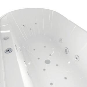 freistehende Badewanne Wanne F29 180x90cm Whirlpool Luft & Wasser mit Armatur AF05