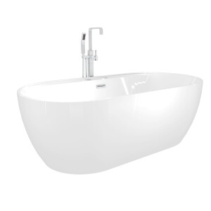freistehende Badewanne Wanne F29 180x90cm Whirlpool Luft & Wasser mit Armatur AF05