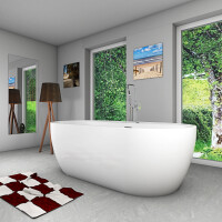 freistehende Badewanne Wanne F29 180x90cm Whirlpool Luft & Wasser mit Armatur AF05