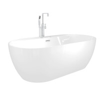 freistehende Badewanne Wanne F29 180x90cm Whirlpool Luft & Wasser mit Armatur AF05
