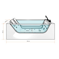 Whirlpool Pool Badewanne Wanne W40-ALL 180x120cm Reinigungsfunktion