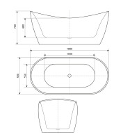 freestanding tub f03 180x80cm with fitting af02
